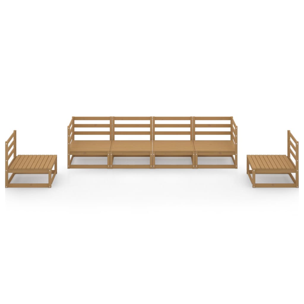 6 pcs conjunto lounge de jardim pinho maciço castanho mel