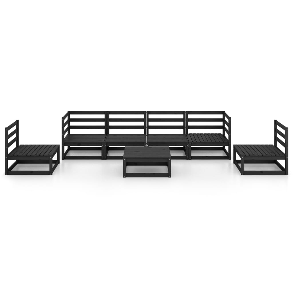 7 pcs conjunto lounge de jardim pinho maciço preto