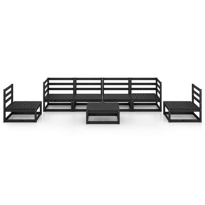 7 pcs conjunto lounge de jardim pinho maciço preto