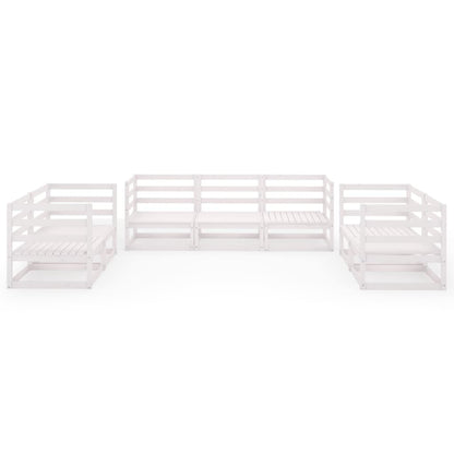 7 pcs conjunto lounge de jardim pinho maciço branco