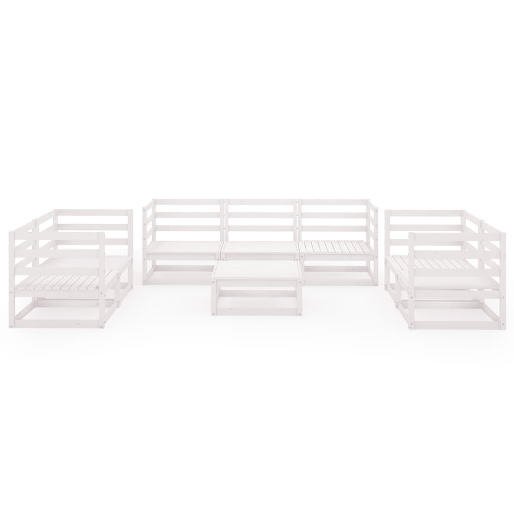 8 pcs conjunto lounge de jardim pinho maciço branco