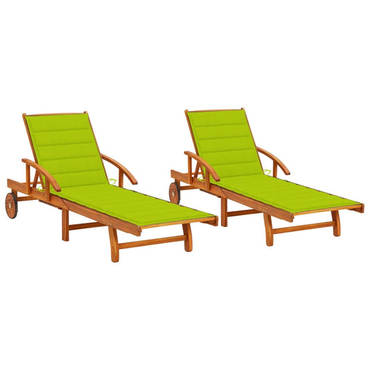 Espreguiçadeiras com almofadões 2 pcs madeira de acácia maciça