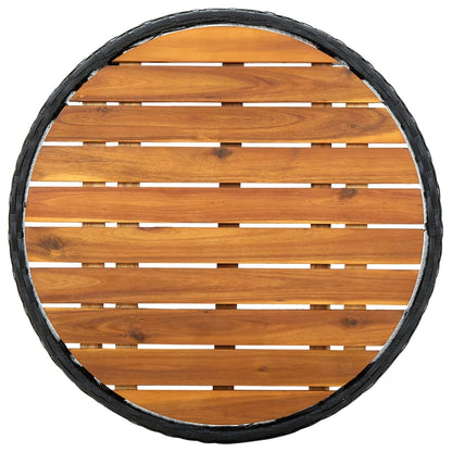 Mesa de chá 60 cm vime PE e madeira de acácia maciça preto