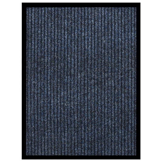 Tapete de porta às riscas 60x80 cm azul