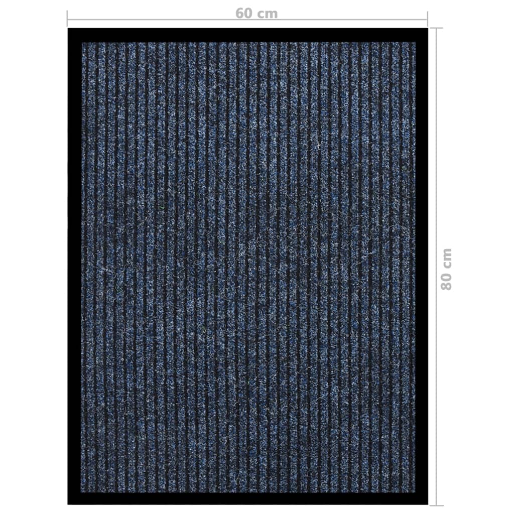 Tapete de porta às riscas 60x80 cm azul