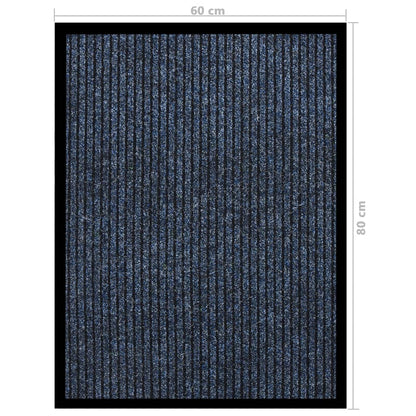 Tapete de porta às riscas 60x80 cm azul