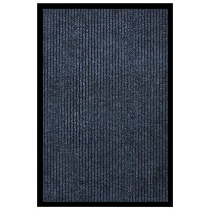 Tapete de porta às riscas 80x120 cm azul