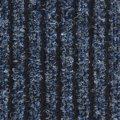 Tapete de porta às riscas 80x120 cm azul
