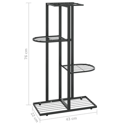 Suporte de vasos c/ 4 prateleiras 43x22x76 cm metal preto