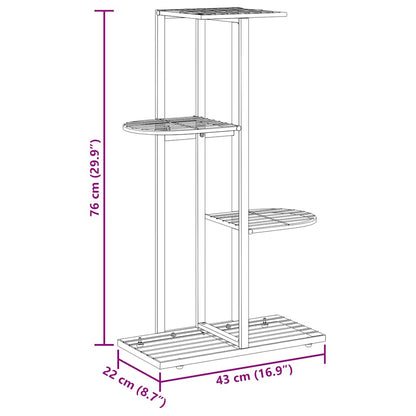 Suporte de vasos c/ 4 prateleiras 43x22x76 cm metal preto