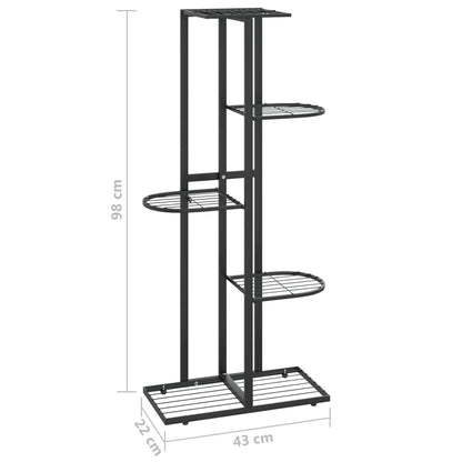 Suporte de vasos c/ 5 prateleiras 43x22x98 cm metal preto