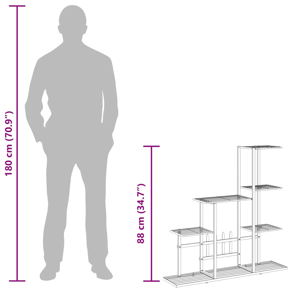 Suporte de vasos 94,5x25x88 cm metal branco