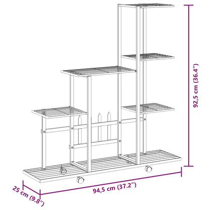 Suporte de vasos c/ rodas 94,5x25x92,5 cm metal branco