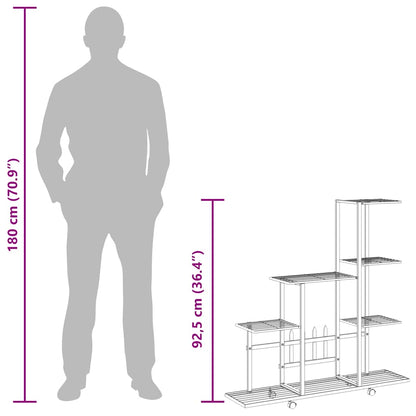 Suporte de vasos c/ rodas 94,5x25x92,5 cm metal branco