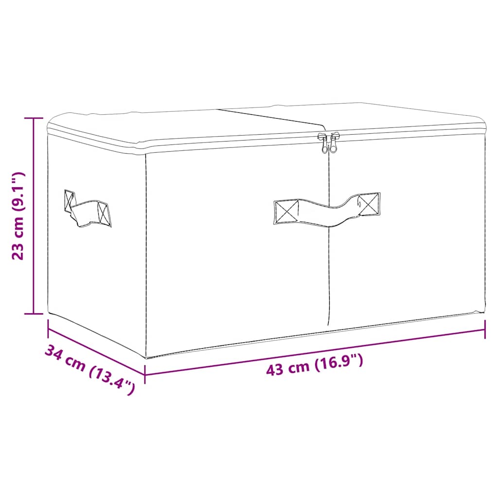 Caixas de arrumação 2 pcs 43x34x23 cm tecido creme