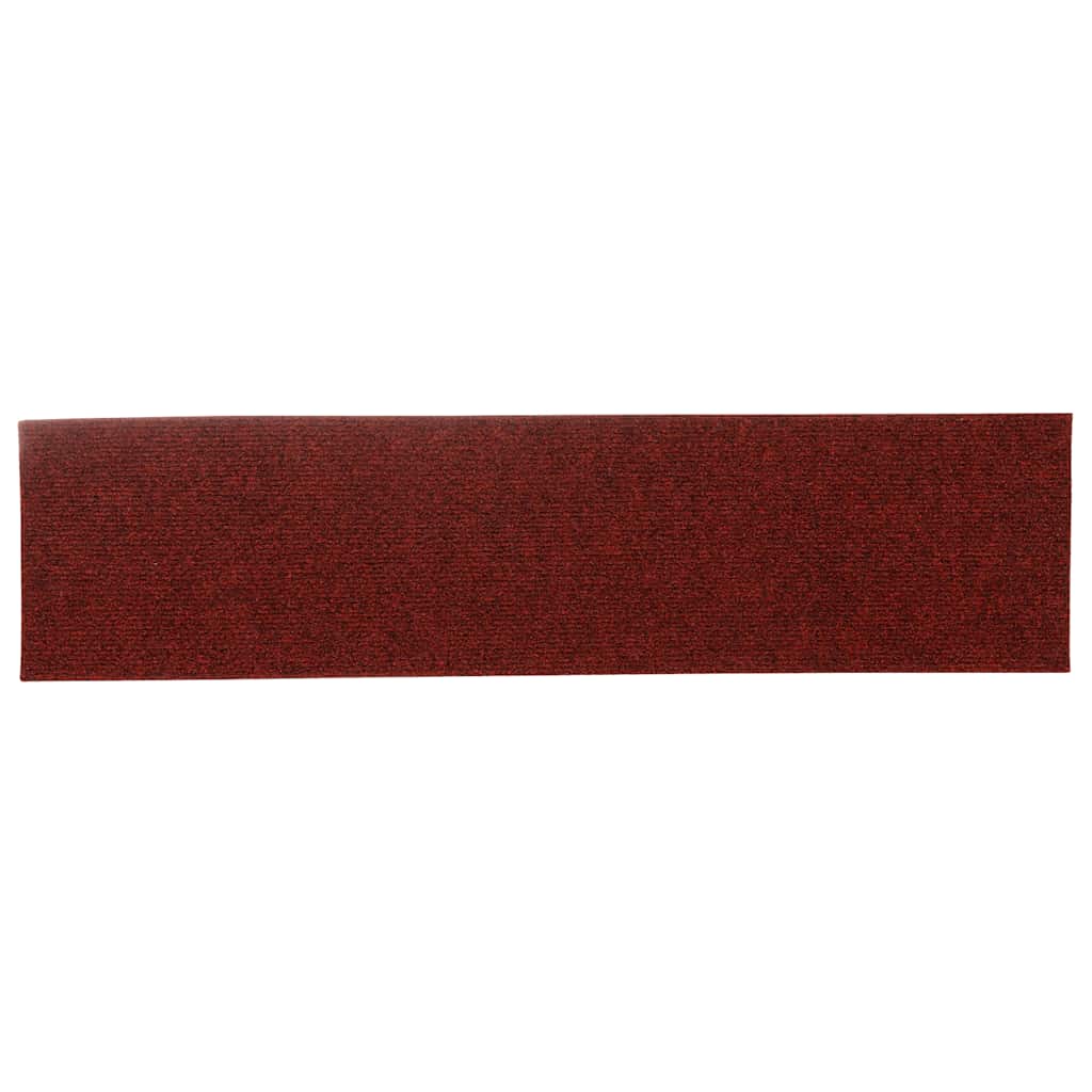 Tapetes de escada autoadesivos 15 peças 76x20 cm vermelho bordô retangular