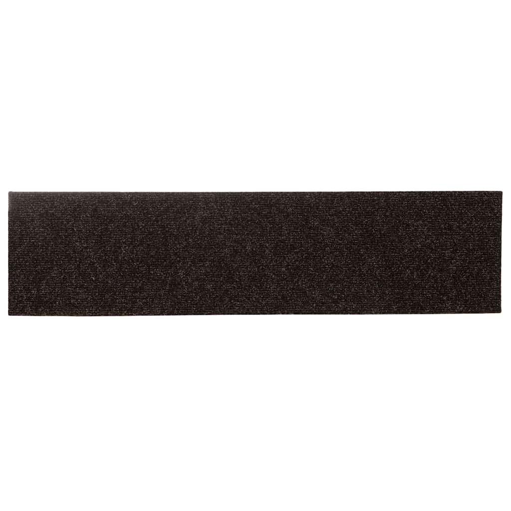 Tapetes de escada autoadesivos 15 peças 76x20 cm marrom escuro retangulares