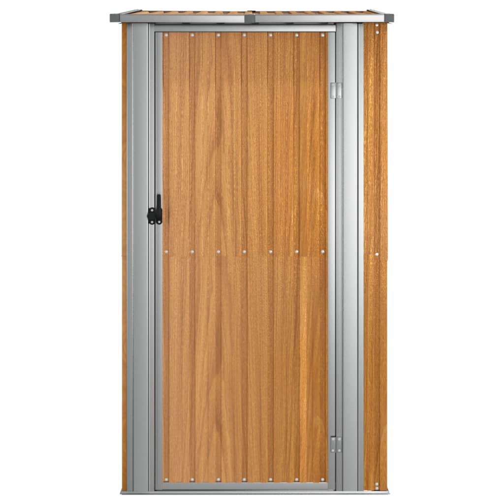 Abrigo de jardim castanho 118,5x97x209,5 cm aço galvanizado