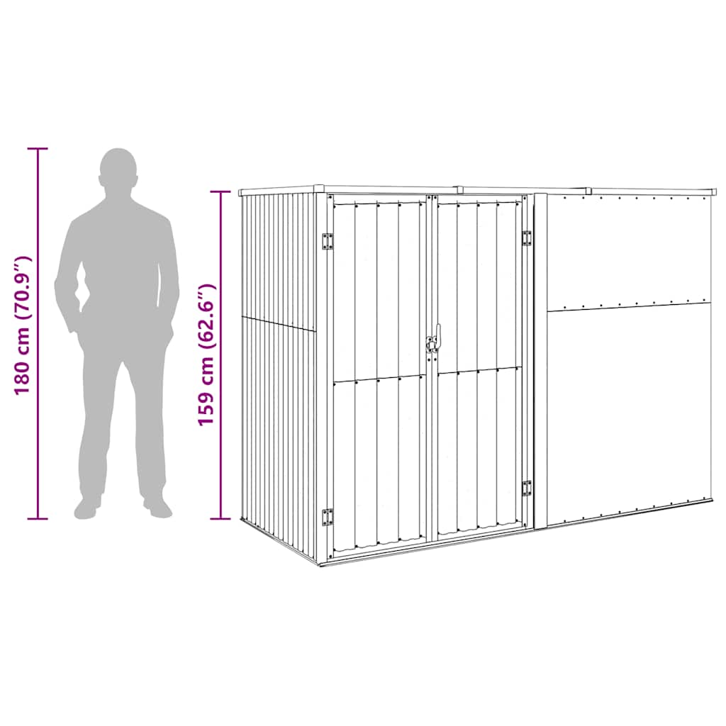 Abrigo p/ ferramentas jardim 225x89x161cm aço galvanizado verde