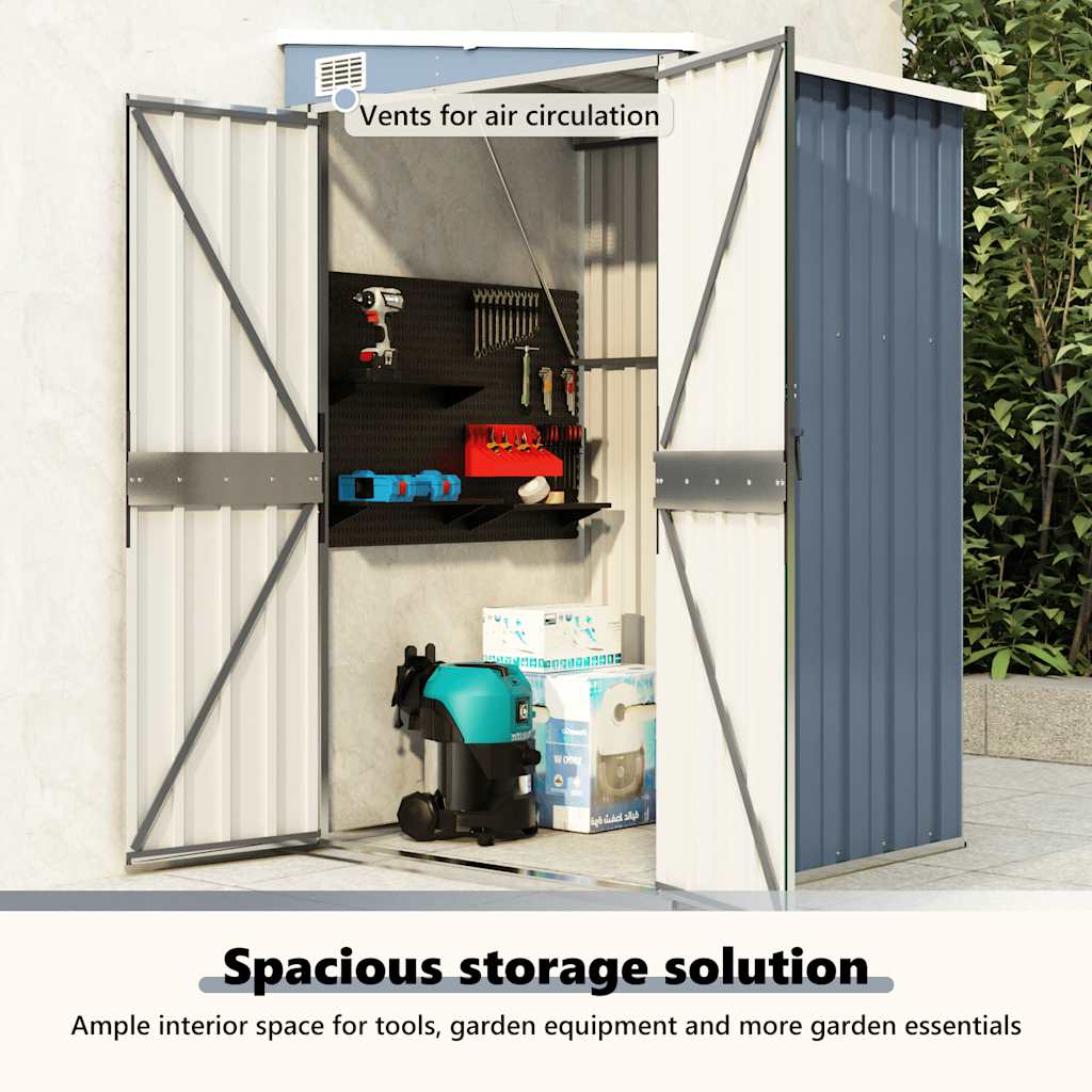 Abrigo suspenso p/ jardim 118x100x178 cm aço galvaniz. cinzento