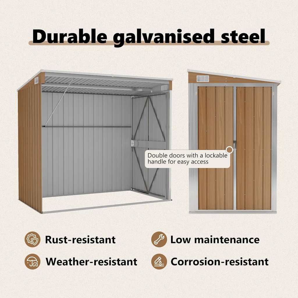 Abrigo suspenso p/ jardim 118x194x178 cm aço galvaniz. castanho