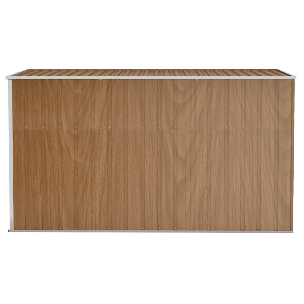 Abrigo de jardim de parede castanho 118x288x178 cm aço galvanizado