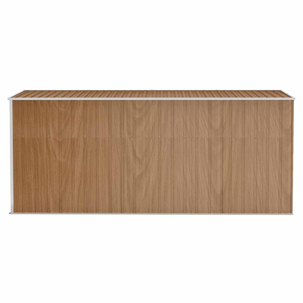 Abrigo de jardim de parede castanho 118x382x178 cm aço galvanizado