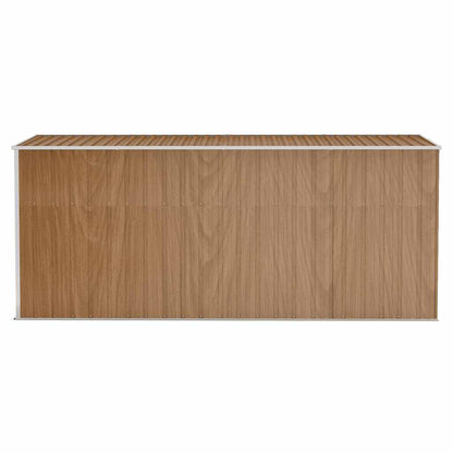 Abrigo de jardim de parede castanho 118x382x178 cm aço galvanizado