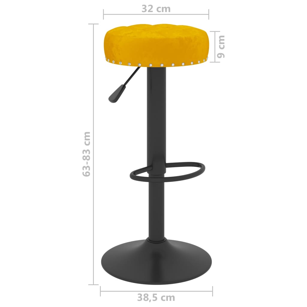 Bancos de bar 2 pcs veludo amarelo mostarda