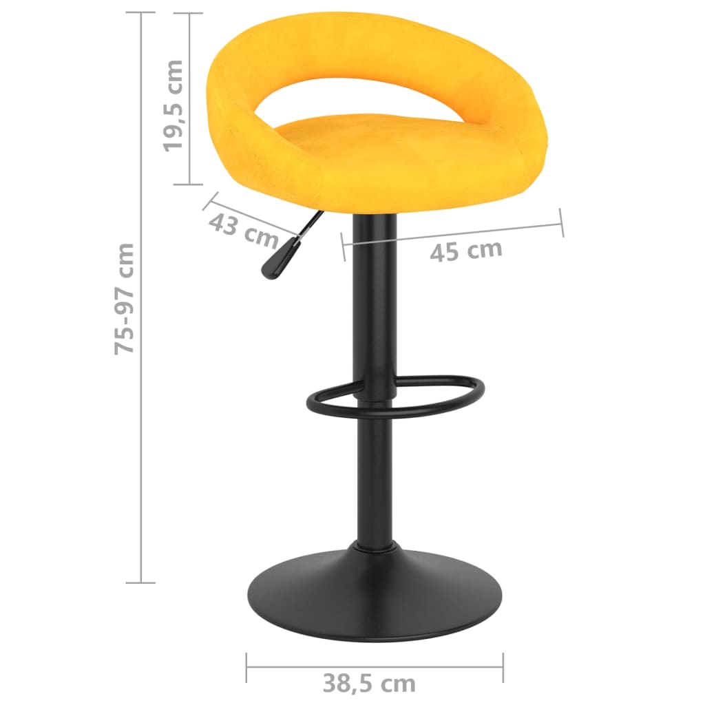 Bancos de bar 2 pcs veludo amarelo mostarda