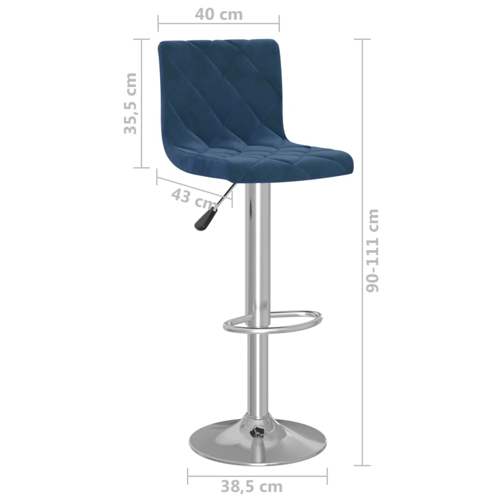 Bancos de bar 2 pcs veludo azul