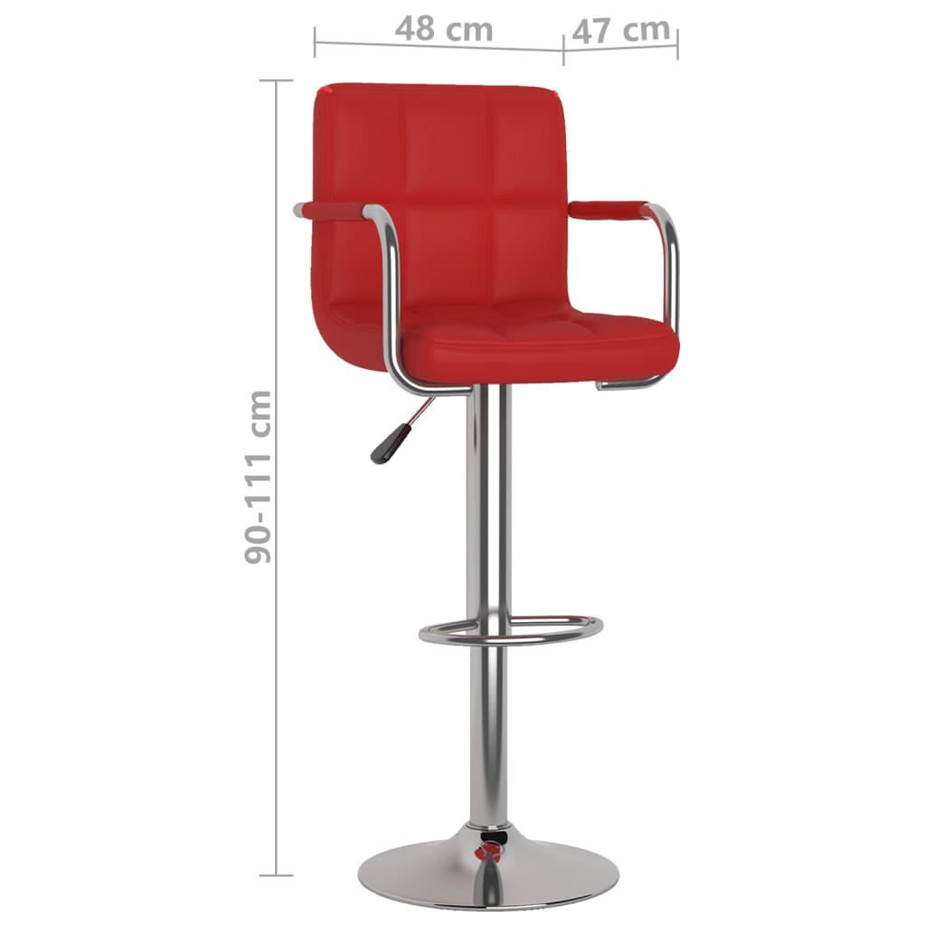 Bancos de bar 2 pcs couro artificial vermelho tinto