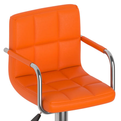 Bancos de bar 2 pcs couro artificial laranja