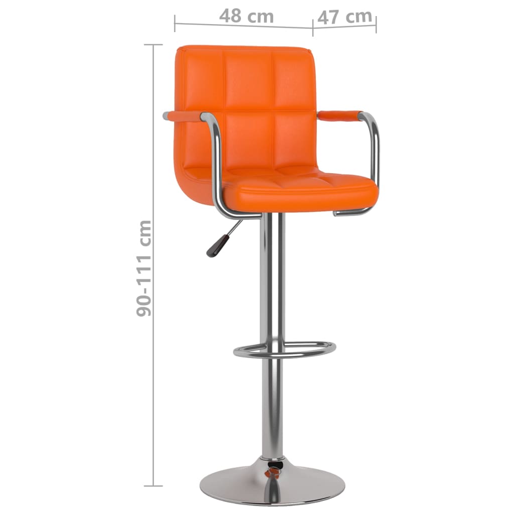 Bancos de bar 2 pcs couro artificial laranja