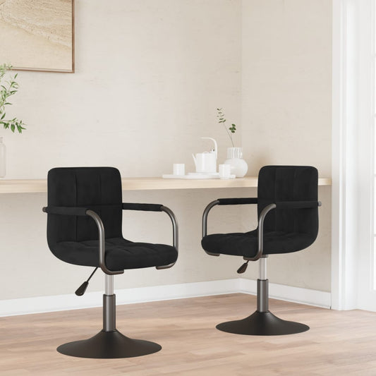 Cadeiras de jantar giratórias 2 pcs veludo preto