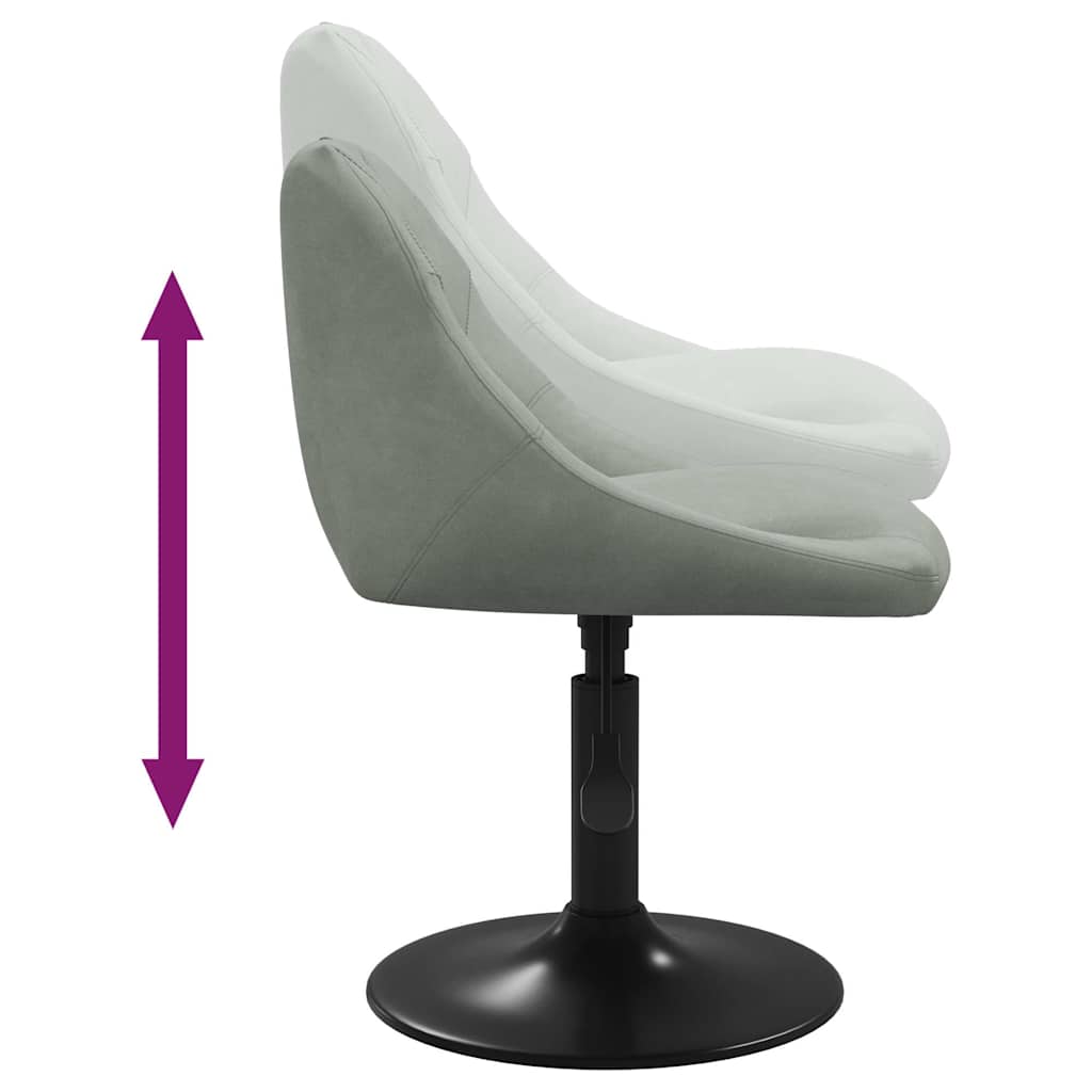 Cadeiras de jantar giratórias 2 pcs veludo cinzento-claro