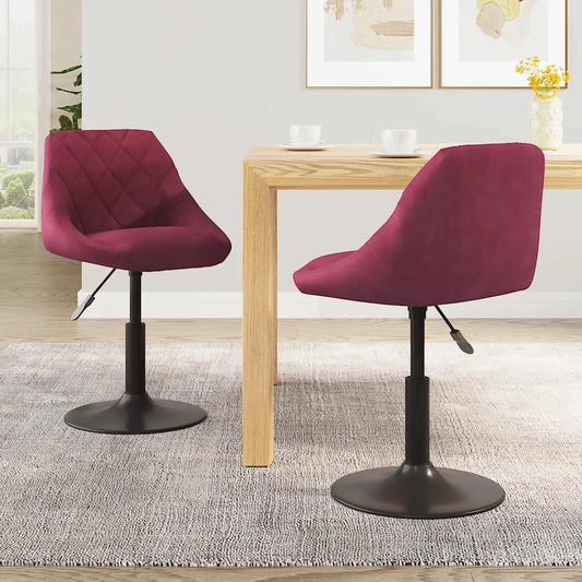 Cadeiras de jantar giratórias 2 pcs veludo vermelho tinto
