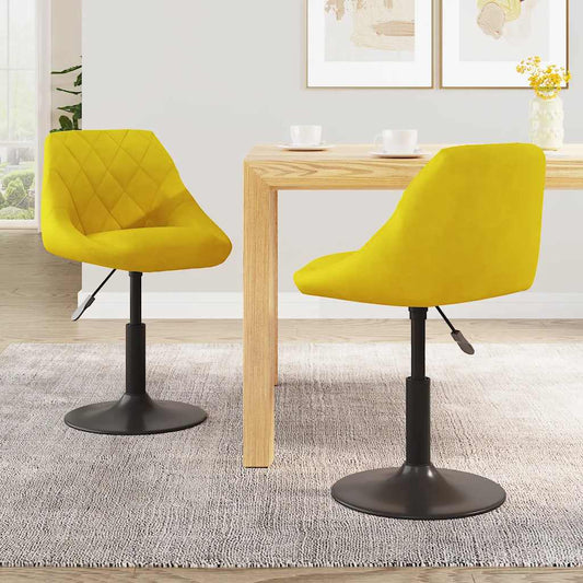Cadeiras de jantar giratórias 2 pcs veludo amarelo mostarda