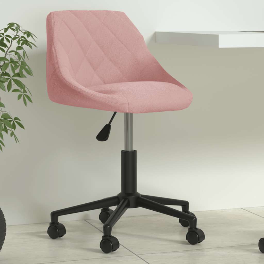Cadeira de escritório giratória veludo rosa