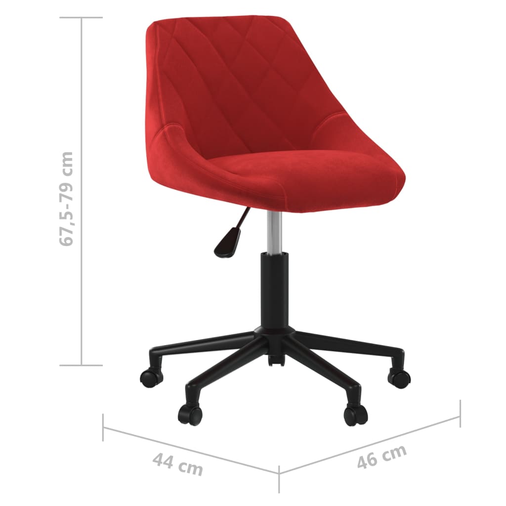 Cadeira de escritório giratória veludo vermelho tinto