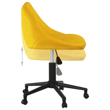 Cadeira de escritório giratória veludo amarelo mostarda