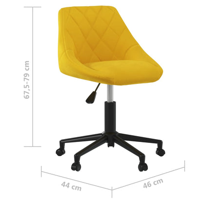 Cadeira de escritório giratória veludo amarelo mostarda