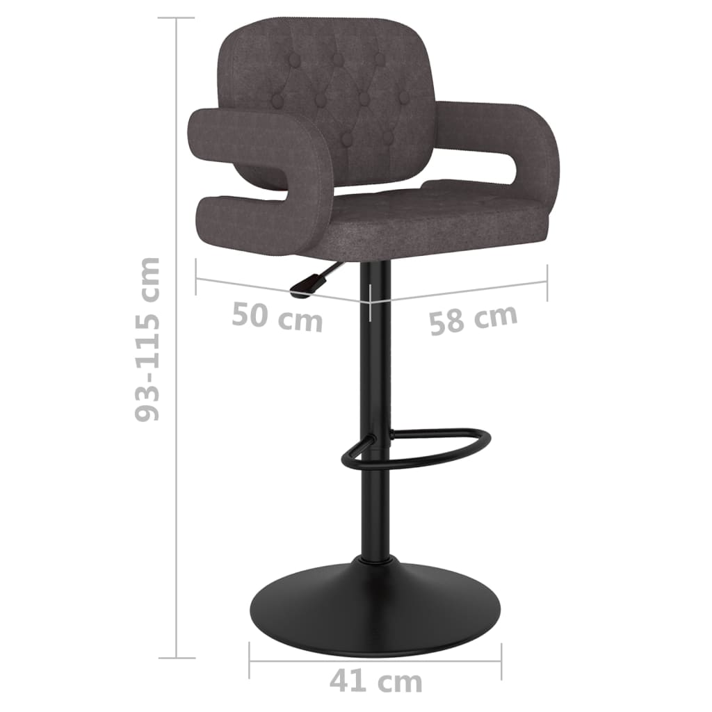 Bancos de bar 2 pcs tecido cinzento-acastanhado