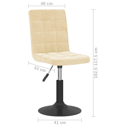 Cadeiras de jantar giratórias 2 pcs veludo cor creme