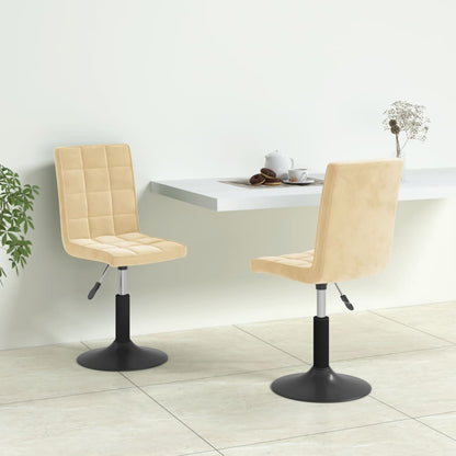 Cadeiras de jantar giratórias 2 pcs veludo cor creme