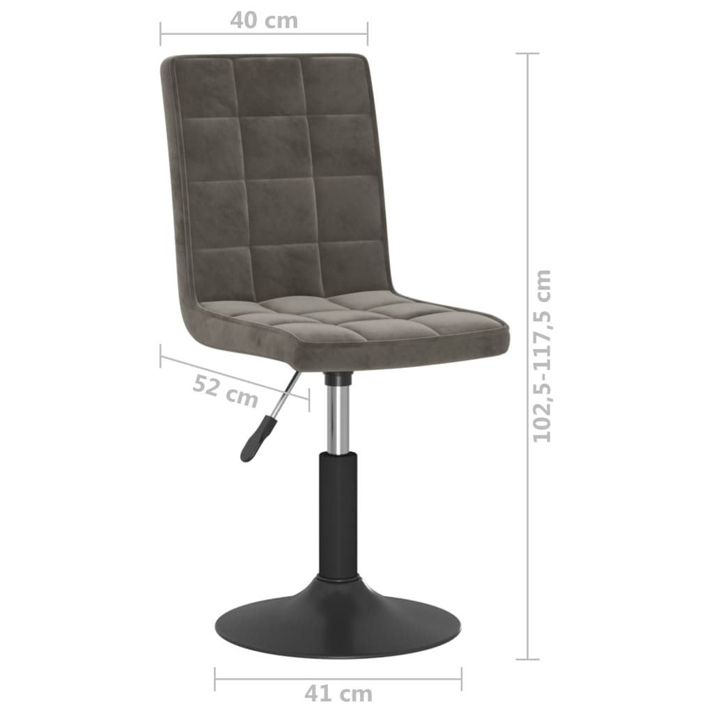 Cadeiras de jantar giratórias 2 pcs veludo cinzento-escuro