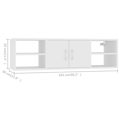 Estante de parede 102x30x29 cm derivados de madeira branco