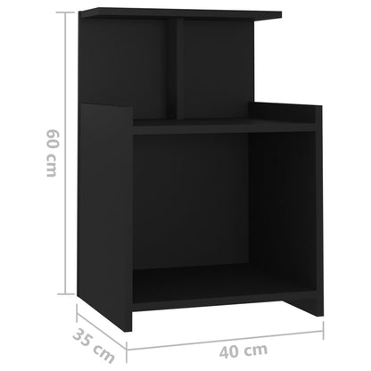 Mesas de cabeceira 2 pcs derivados de madeira preto