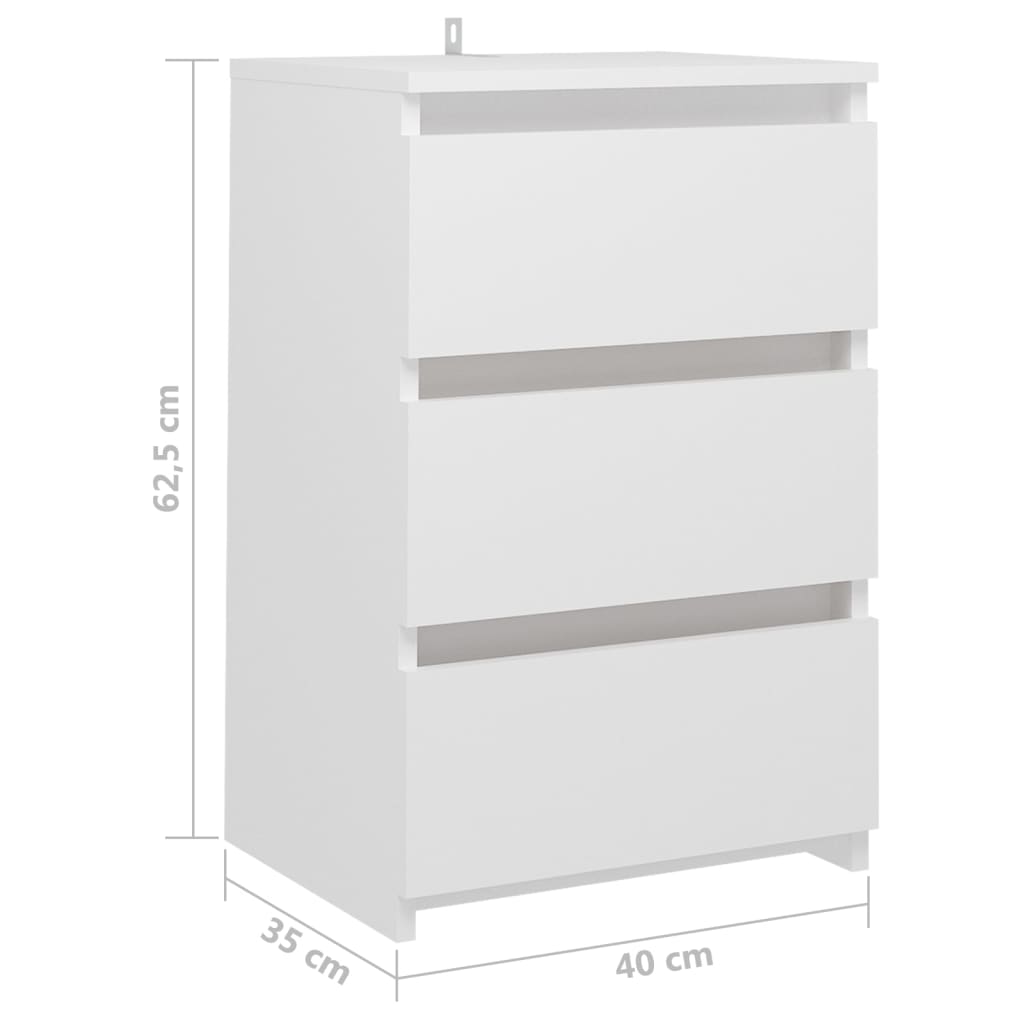 Mesa de cabeceira 40x35x62,5 cm derivados de madeira branco