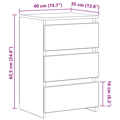 Mesas de cabeceira 2 pcs 40x35x62,5 cm derivados madeira branco